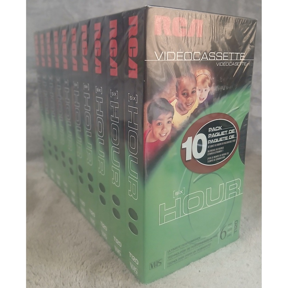 RCA VHS T120 Blank Video Cassette Tape 10 Pack Sealed 6 Hour Recording Time 2003